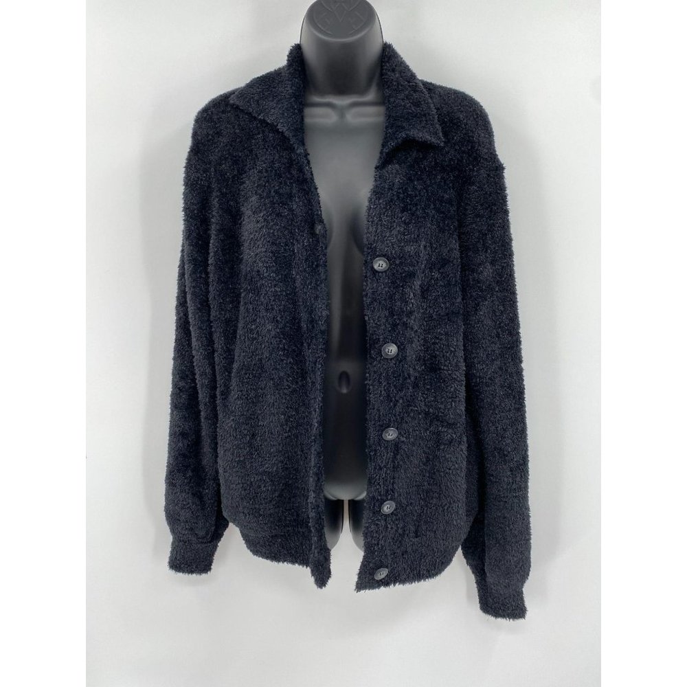 Susina Teddy Fleece Knit Cardigan L Button Up